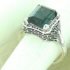 PEACOCK 925 STERLING SILVER 2 CT LONDON BLUE SIMULATED TOPAZ RING          #1172