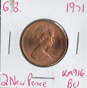 Moneda Gran Bretaña 2 Peniques Nuevos 1971 KM916, Isabel II, de conjunto como nuevo - Imagen 1 de 2