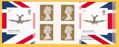 2010, folleto con código de barras Royal Mail, clásicos de diseño británico, 6 x primeras estampillas. PM25 Foto 1 de 2