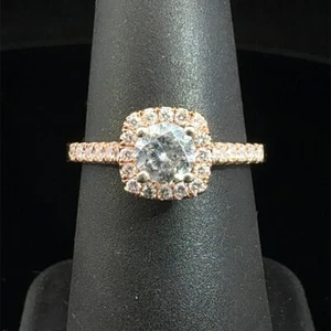 14K Rose Gold CZ & Diamond Engagement Ring .29 Cttw Size 6.5 (WCP029663) - Picture 1 of 5