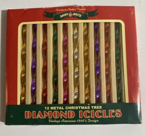 Christopher Radko Shiny Brute Christmas Tree Ornaments 12 Metal Diamond Icicles - Picture 1 of 11