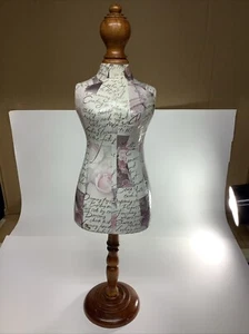 Vintage Doll Dress Form Mannequin Paper Mache Top Wood Base Decor Figure 21” - Picture 1 of 6