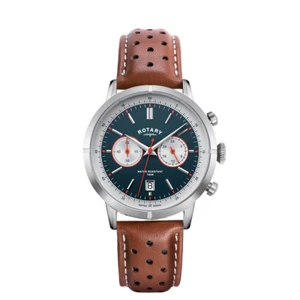 Nuevo reloj ROTARY para hombre cuero marrón tostado WR 100 m, precio de venta sugerido por el fabricante 250 GBP regalo para él - Imagen 1 de 23