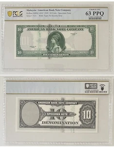 1929, American Banknote Company, $10 USD Specimen / Test Note, PCGC-63 - Picture 1 of 1