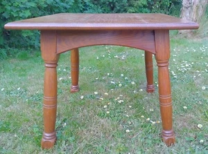 Vintage Solid Oak Coffee Table Side Table - Arts & Crafts Style - Top Marked - Picture 1 of 13