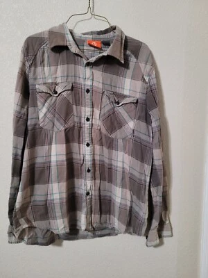 Camisa de franela con botones gris a cuadros grande Merrell para hombre L75 Foto 1 de 4