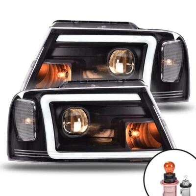 LED DRL Projector Headlights Black Fit For 2004-2008 Ford F-150/Lincoln Mark LT - Изображение 1 из 4