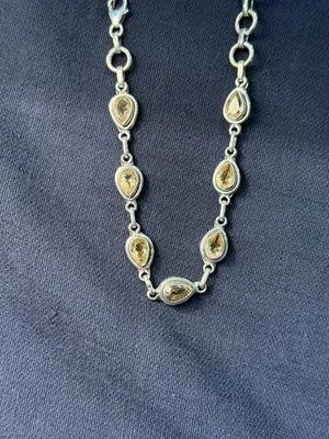 Sterling Silver Tennis Bracelet With Yellow Citrine Adjustable New - Image 1 of 4
