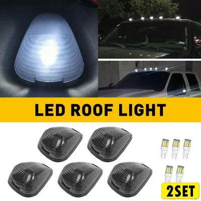 2Set For F-250 Ford F-350 Duty Super Cab Smoke Roof Running Marker + Light White - Image 1 of 4
