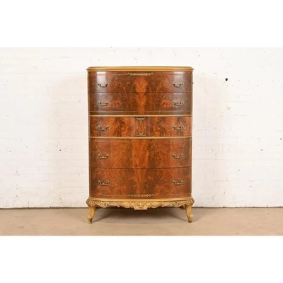 Romweber Style French Provincial Louis XV Flame Mahogany and Painted Dresser - Image 1 of 4