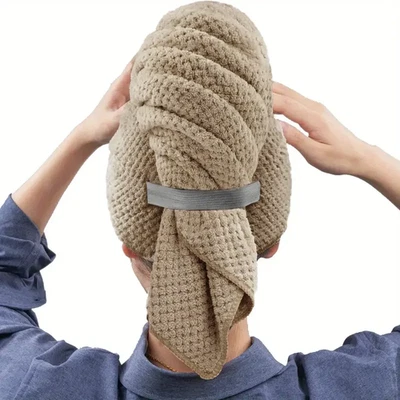 Toalla de cabello de microfibra envoltura extra grande secado rápido con banda elástica para baños NUEVO Foto 1 de 4