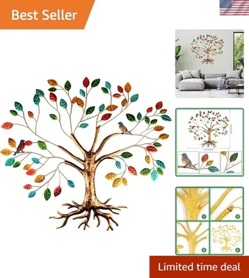 Tree of Life Metal Wall Art - 22x26 Inch Colorful Leaf Sculpture for Home Decor - Image 1 of 4