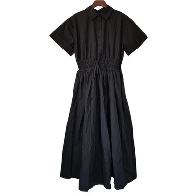 J. Vestido camisero Crew Elena Drama talla 8 negro algodón popelina midi nuevo con etiquetas $168 By832 Foto 1 de 4
