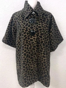 LUII Anthropologie Womens Leopard Animal Print Mod Swing Coat Jacket Size S - Picture 1 of 4