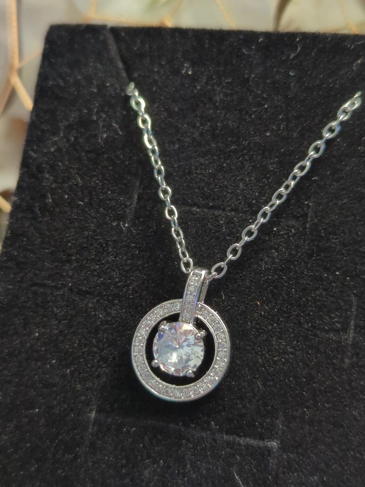 Collar colgante de cuarzo austriaco grado joya de acero inoxidable Foto 1 de 4