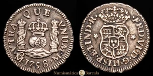  Fernando VI 1/2 Real (1,61 Grammosg) 1758 México M CAL-94 EBC-/MBC+ - Bild 1 von 3