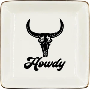 WODMIS Schmuck Tablett, Keramik, Black Howdy, 4x4x1 cm, Ring Black Howdy  - Bild 1 von 6