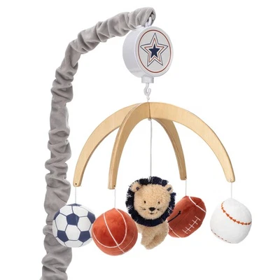 Lambs & Ivy Hall of Fame Lion/Sports Balls Musical Baby Crib Mobile Soother Toy - Image 1 of 4