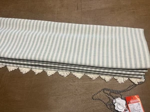 OFERTA**Roman Blind In Susie Watson Duck Egg Stripe, Fan Edge, Hecho a Medida, - Imagen 1 de 7