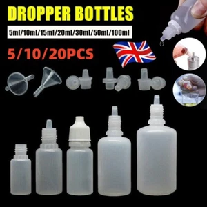 5-100ml Plastic Dropper Bottles Eye Liquid Oil Refillable Squeezable Containers - Picture 1 of 18