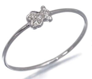 Used Tous 18k WG Bear Diamond Ring No.12.5 accessories Women from Japan