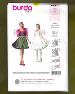 Misses Dirndl Folklore Dress Sewing Pattern~Costume (Size 6-20) Burda Style 7057 - Picture 1 of 6