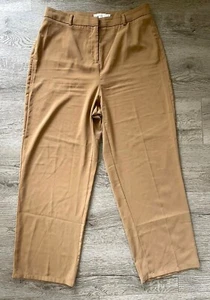 Vila Tapered Formal Elegant Lightweight Women Trousers Camel UK 14 - Picture 1 of 5