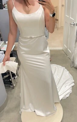 Paloma Blanca Satin Wedding Dress Style #4914 - Image 1 of 4