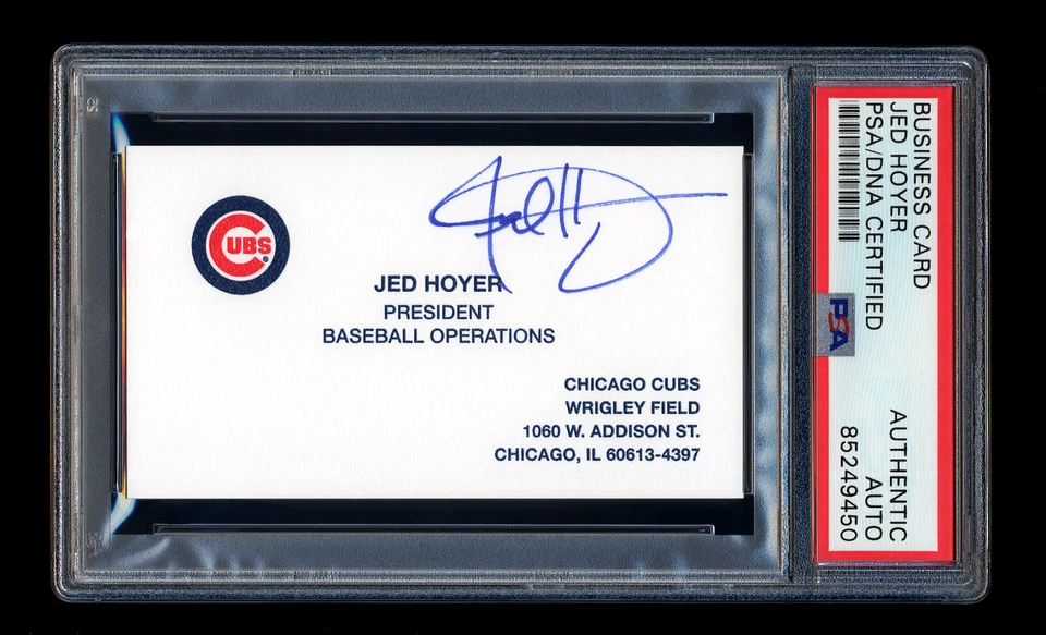 JED HOYER SIGNED CHICAGO CUBS BUSINESS CARD PSA/DNA AUTOGRAPHED 2016 WSC - Image 1 of 1