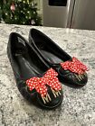 DISNEY MINNIE MOUSE QUILTED FLATS Adult Size 5/6 Red Bow