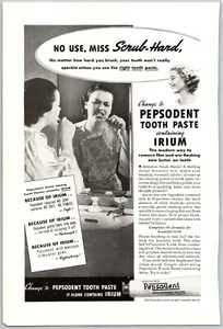 PRINT AD 1937 Pepsodent Toothpaste w Irium 6.5 x 10 Vintage - Picture 1 of 1