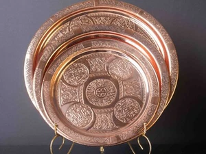 Handmade Copper Serving Tray, Handmade Large Copper Serving, Large Copper Tray - Picture 1 of 11