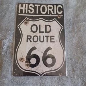 8"X12" Metal Sign Man Cave Wall Art Garage Bar Game Room Historic Old Route 66 - Picture 1 of 1