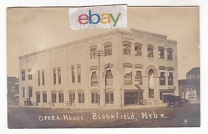 c1910 RPPC BLOOMFIELD NEBRASKA OPERA HOUSE CAR THEATRE BANNER VINTAG POSTCARD NE - Picture 1 of 2