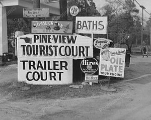 Remolque turístico Park Motel con letreros de refresco 8x10 reimpresión de foto antigua - Imagen 1 de 1