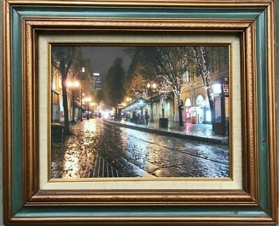 Paisaje urbano verde dorado - foto del centro de Portland - adoquines, paisaje urbano Foto 1 de 2