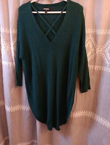 Express Womans Green Tunic Sweater NWOT (SZ LARGE)