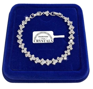 Bracciale Tennis Cuore Acciaio pl. oro Bianco 18k con cristalli Zirconi B34 - Foto 1 di 6