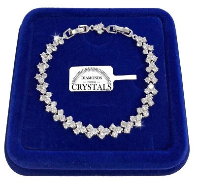 Bracciale Tennis Cuore Acciaio  pl. oro Bianco 18k con cristalli Zirconi  B34 - Immagine 1 di 4