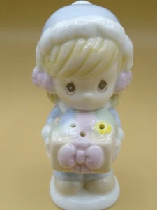 Vintage 1994 Precious Moments Girl Salt Shaker Figurine Christmas Winter - Picture 1 of 9