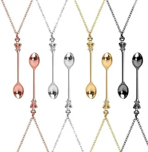 6pcs Mini Little Salt Sugar Charm Spoon Necklace Pendant in Silver Rose Gold - Picture 1 of 13