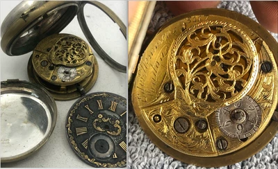 Vintage EDW HEMMEN VERGE FUSEE Pocket Watch 1700's - Image 1 of 4