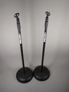 Ultra Microphone Stand Lot 2 Vintage Cast Iron Base Adjustable 3'-5' & Mic Clip - Picture 1 of 10