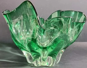 Iwatsu Hineri Japan Mid Century Art Glass Vase 20cm Tall 26cm Wide - Bild 1 von 7