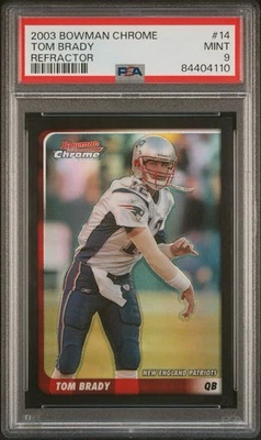 Tom Brady /500 Refractor 2003 Bowman Chrome #14 SSP MINT PSA 9 - Image 1 of 3
