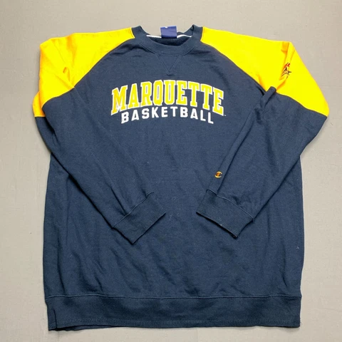 Marquette Golden Eagles Crewneck Men XXL Blue Gold Sweater Sweatshirt Champion Cover