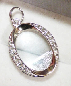 Keepsake Photo Pendant with White Topaz Silver - Picture 1 of 5