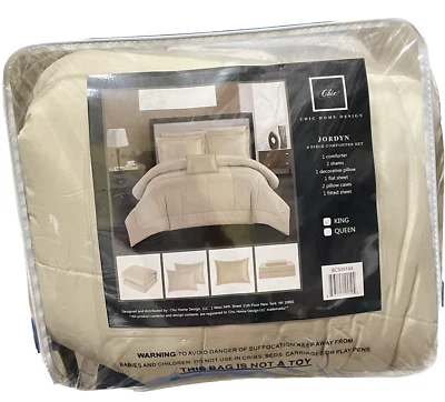 Chic Home Jordyn Minimalist Traditional 4 Pc. Comforter Set - KING - Beige - Image 1 of 4