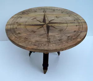 Designer nautical compass style directional wooden coffee table bar & cafe decor - Picture 1 of 8