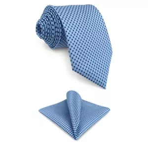 Men's Neckties Cufflinks and Tie Hanky Blue Dot Extra Long Extra Long Size 63... - Picture 1 of 6